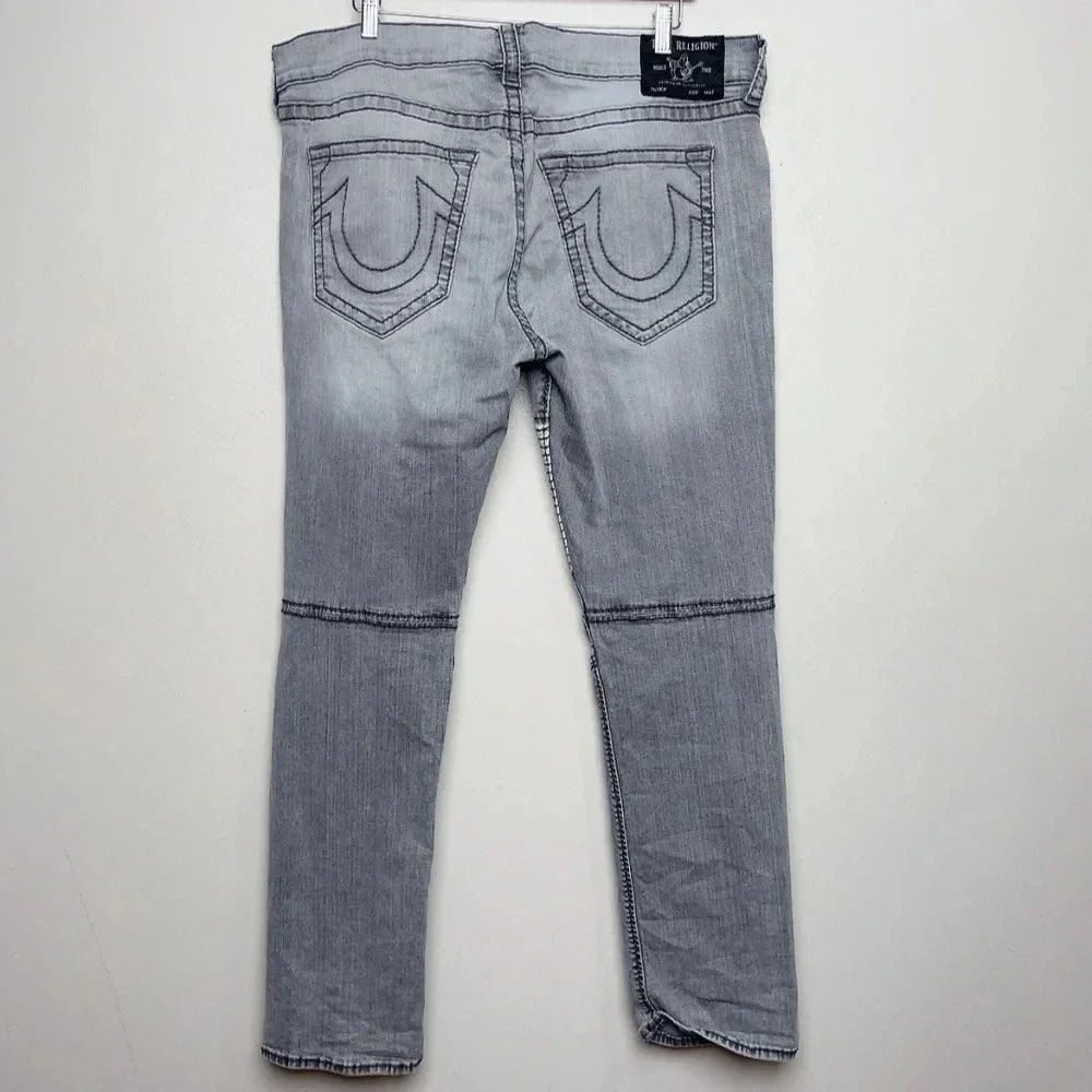 True Religion Mens Size 40 Rocco Biker Skinny Fit Jean In Grey